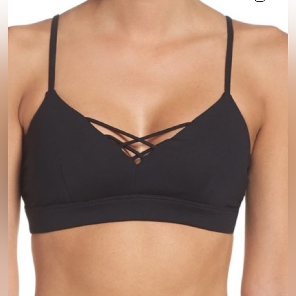 ALO Yoga Interlace Black Bralette Size Small Adjustable Straps Excellent Cond.
